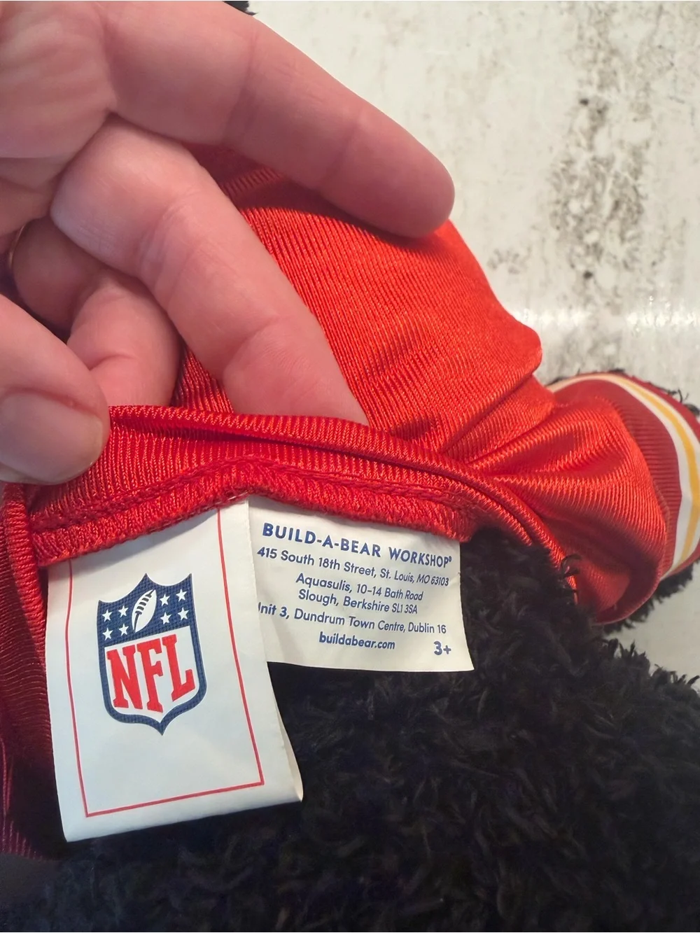 Build-A-Bear Black Bear in Red Kansas City Chiefs Jersey